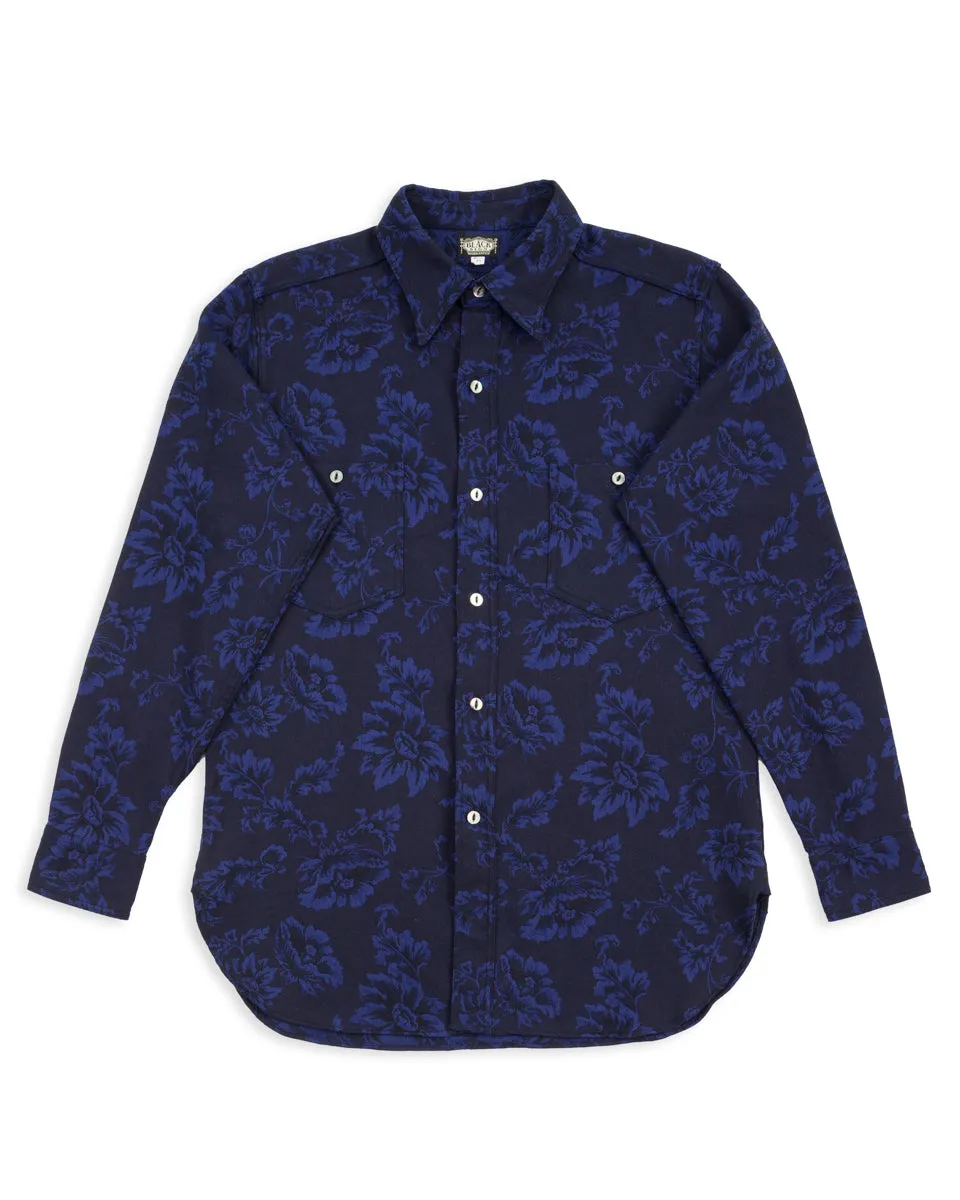 Flower Jacquard Heavy Weight Open Pocket Work Shirt - Moon Light Blue sold by Standard and Strange