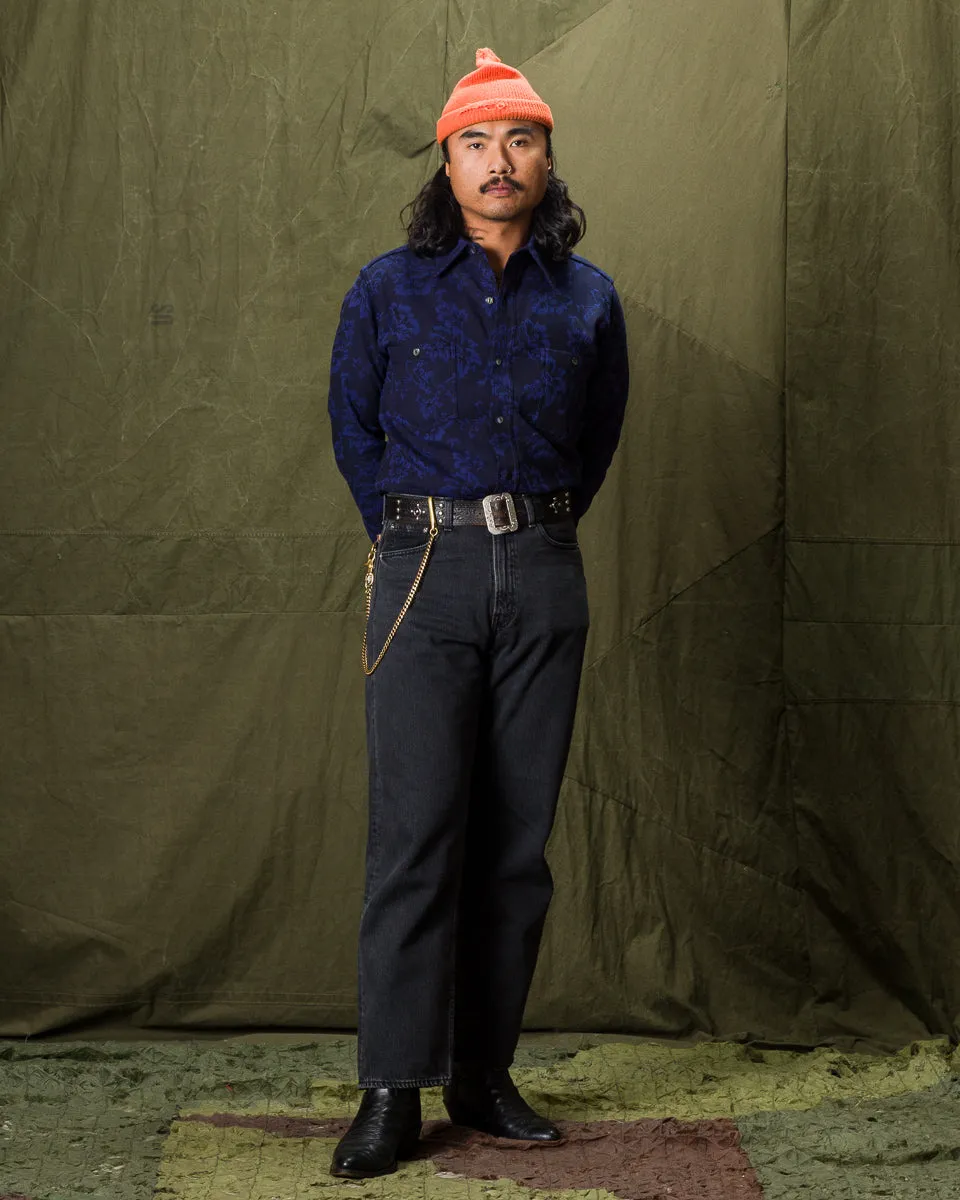 Flower Jacquard Heavy Weight Open Pocket Work Shirt - Moon Light Blue sold by Standard and Strange product image thumbnail 5