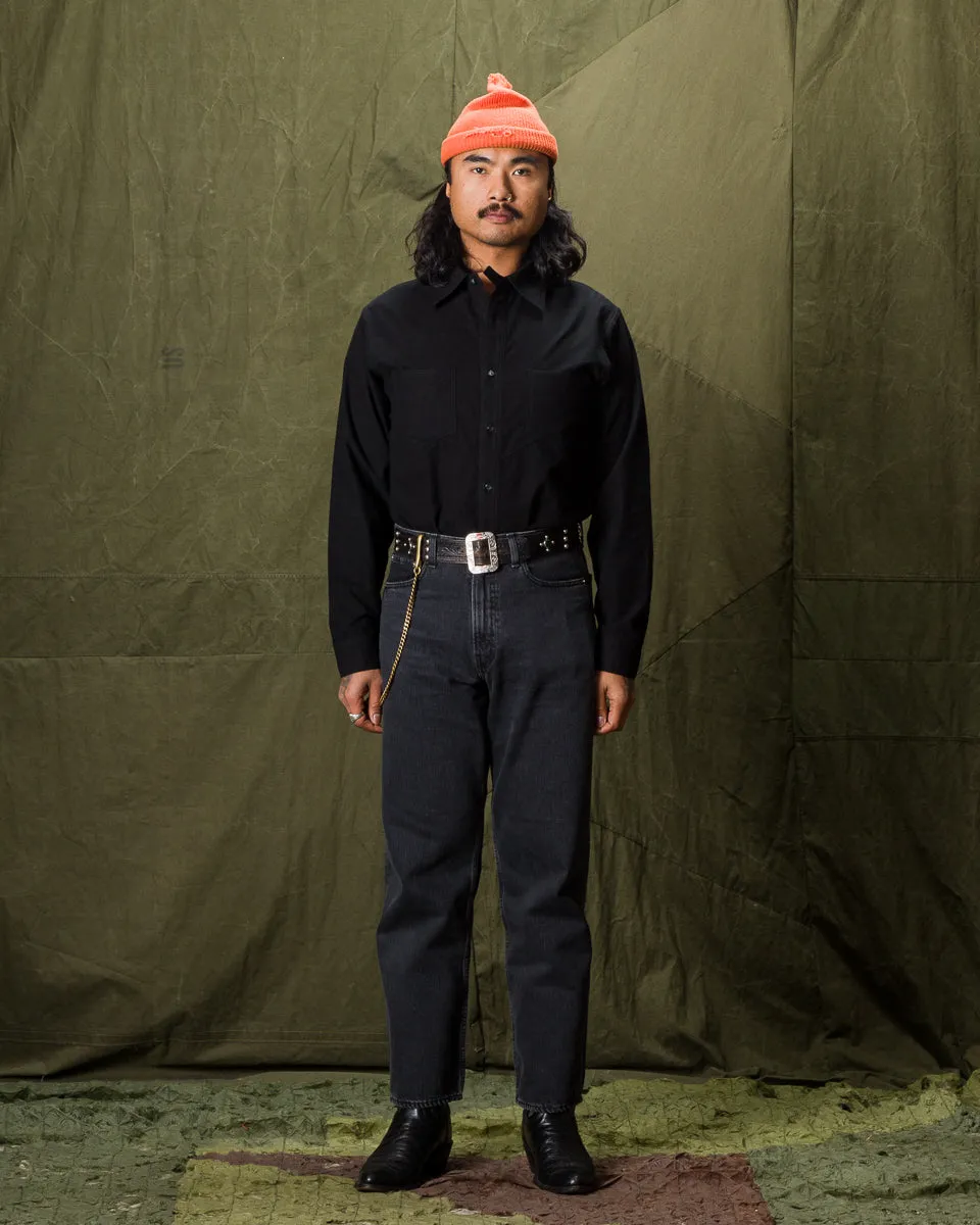 1920s Cow Boy Flannel Shirt - Midnight Black sold by Standard and Strange product image thumbnail 3