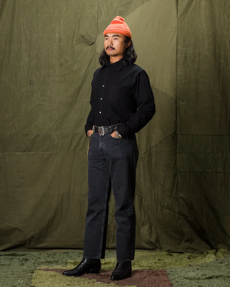 1920s Cow Boy Flannel Shirt - Midnight Black sold by Standard and Strange product image thumbnail 4