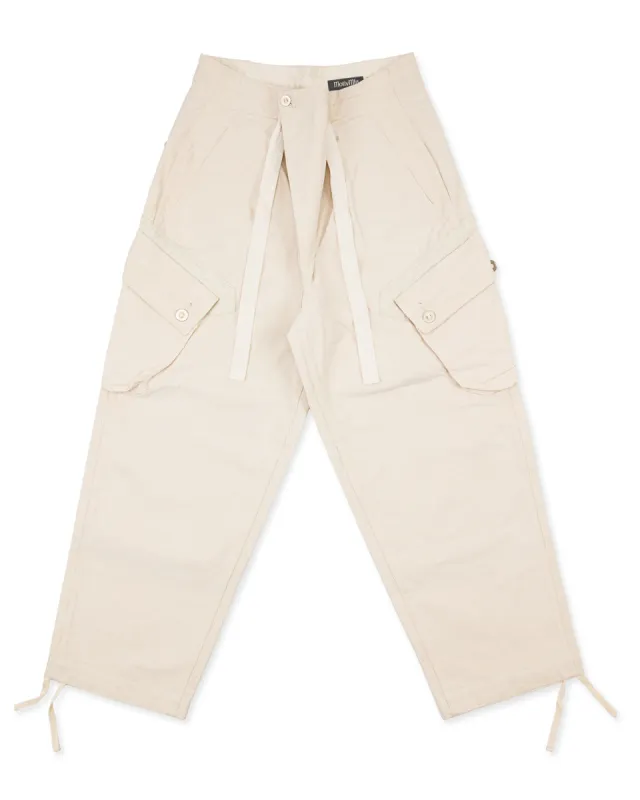 Adjustable Cargo Pants - Natural Ripstop Waxed Cotton sold by Standard and Strange