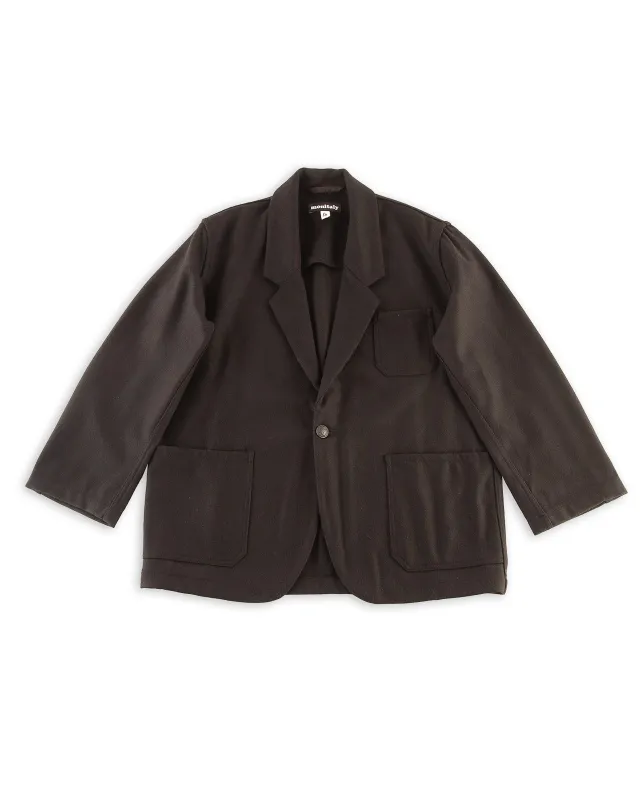 Italian Drop Lapel Jacket - Solid Black Wool Flannel sold by Standard and Strange