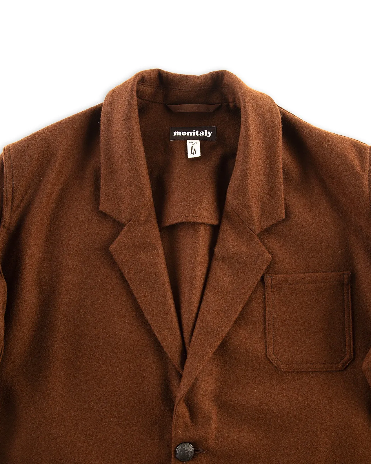 Italian Drop Lapel Jacket - Solid Brown Wool Flannel sold by Standard and Strange product image thumbnail 3