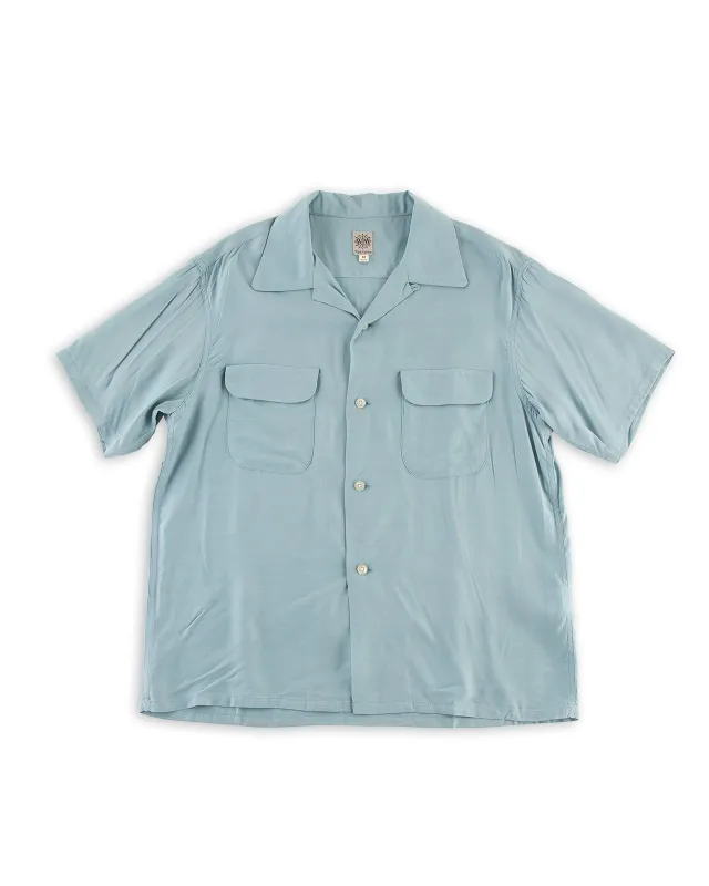 Flap Pocket Rayon S/S Shirt - Sax sold by Standard and Strange