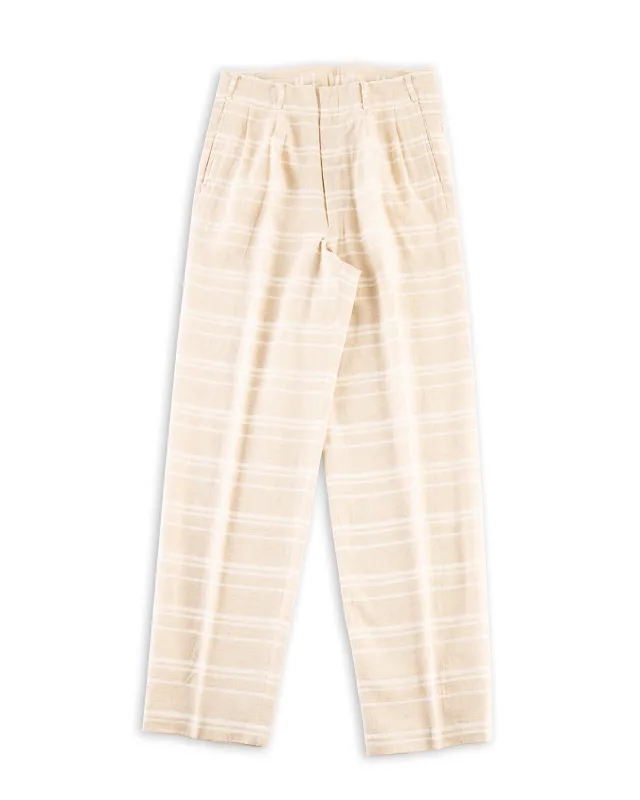 Double Pleats Border Trousers - Ivory sold by Standard and Strange
