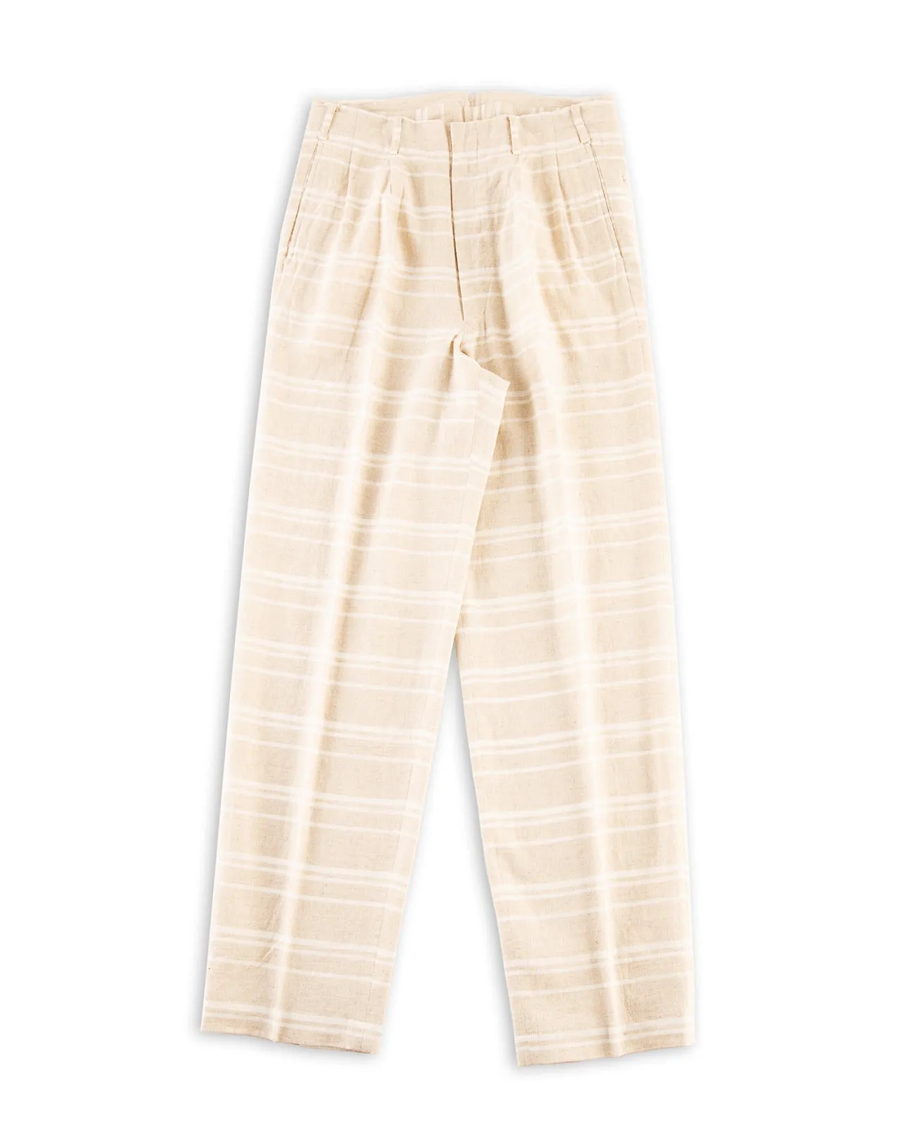 Double Pleats Border Trousers - Ivory sold by Standard and Strange
