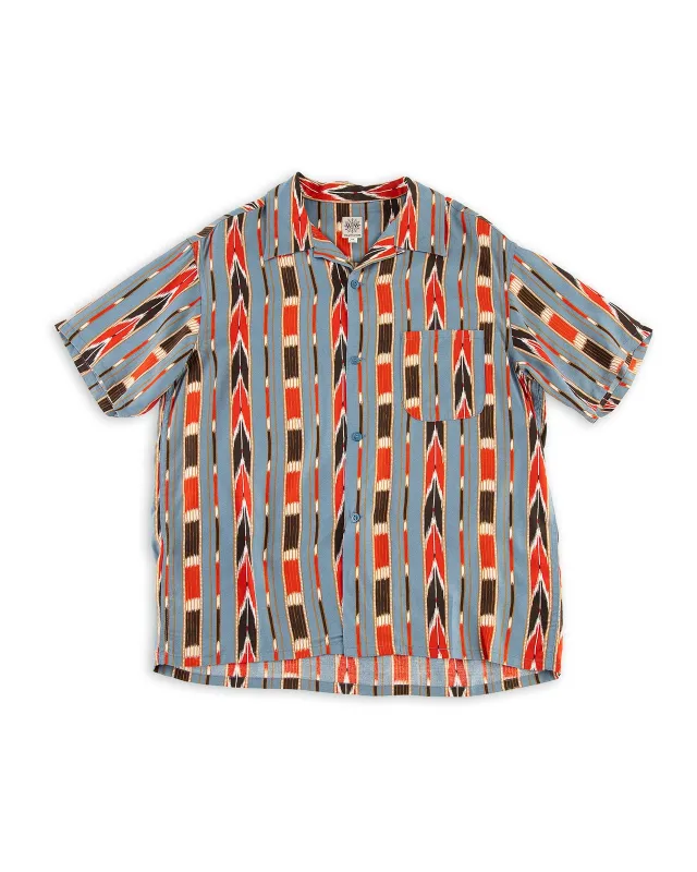 Native Print Rayon Shirt - Sax sold by Standard and Strange