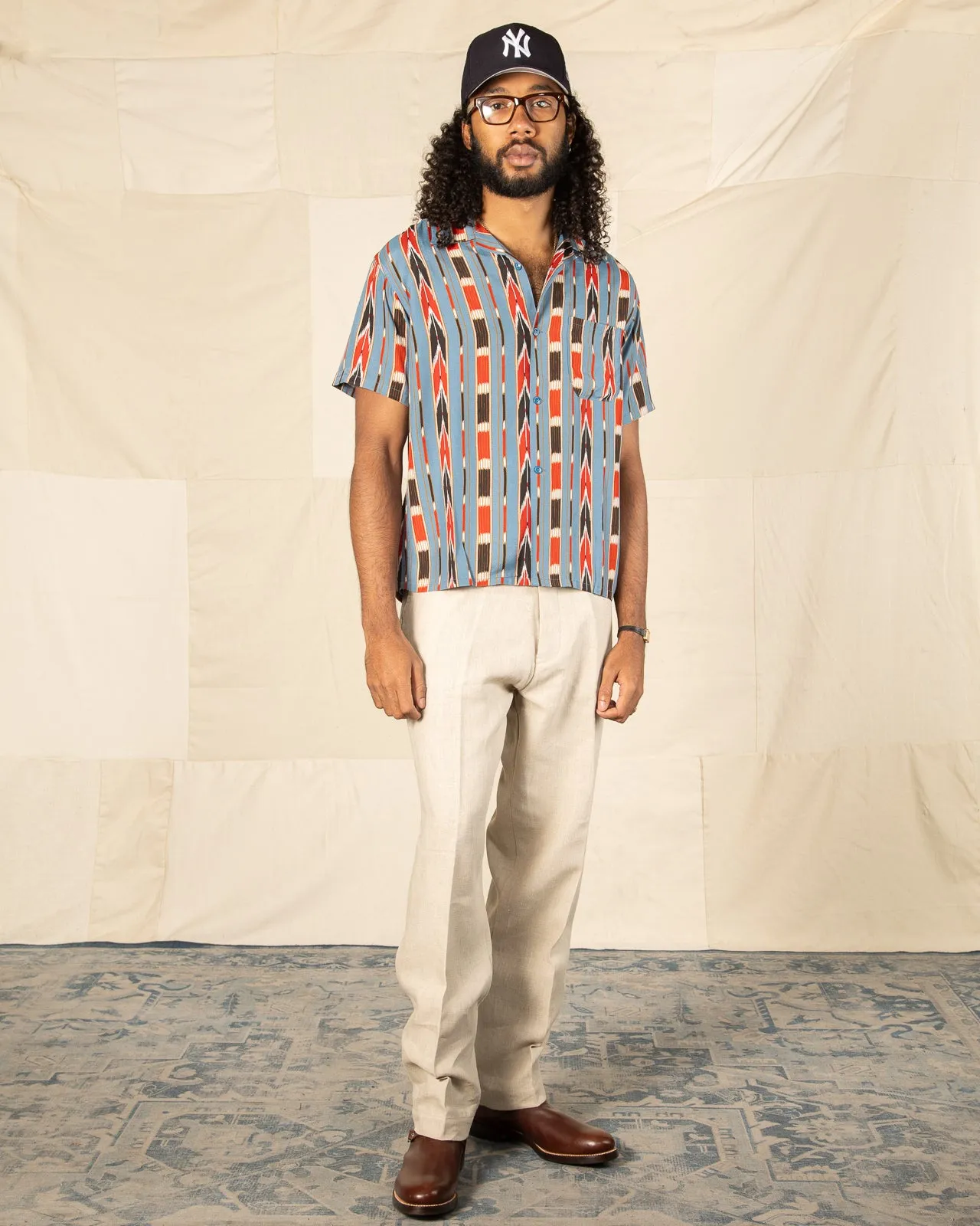 Native Print Rayon Shirt - Sax sold by Standard and Strange product image thumbnail 3