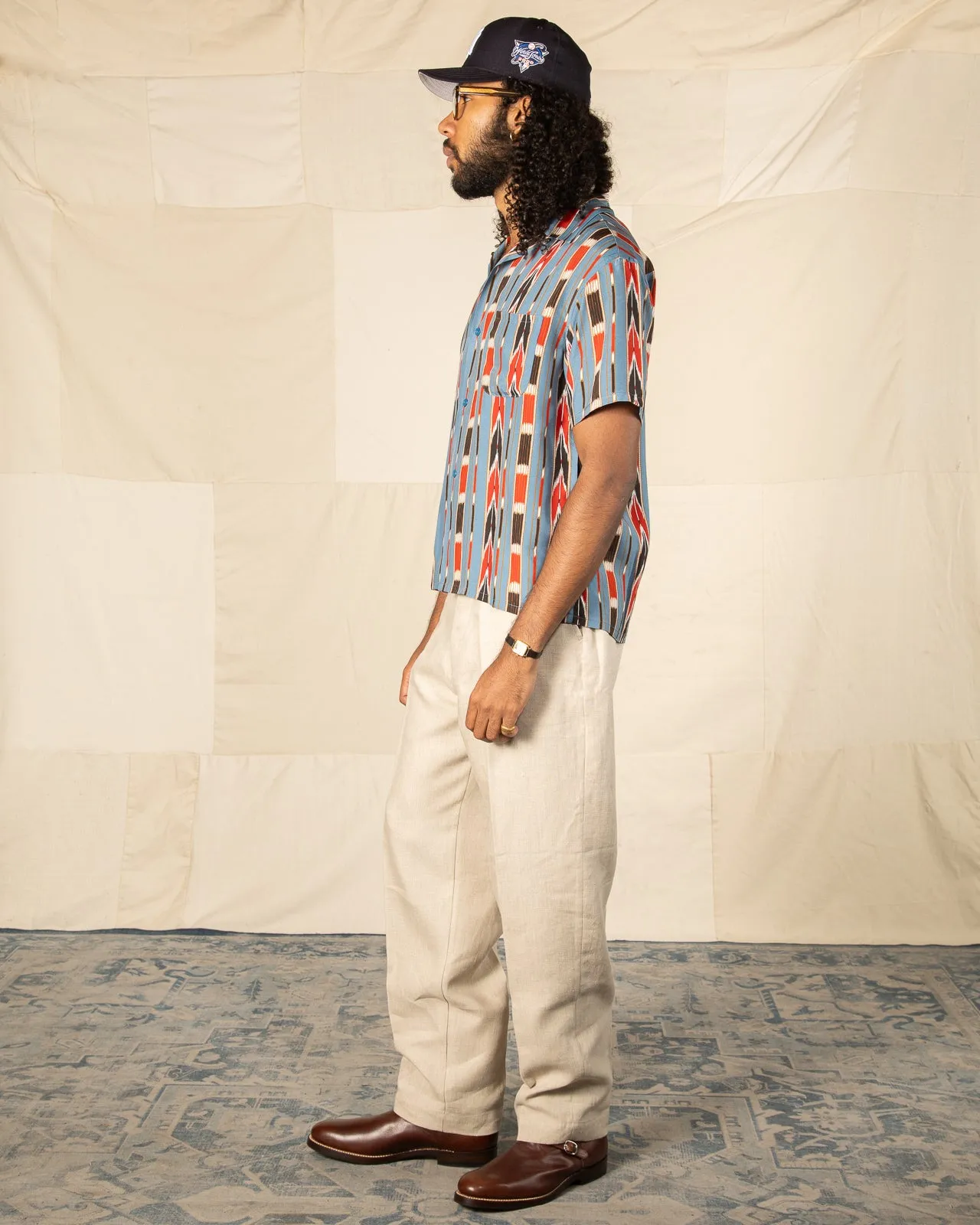 Native Print Rayon Shirt - Sax sold by Standard and Strange product image thumbnail 4