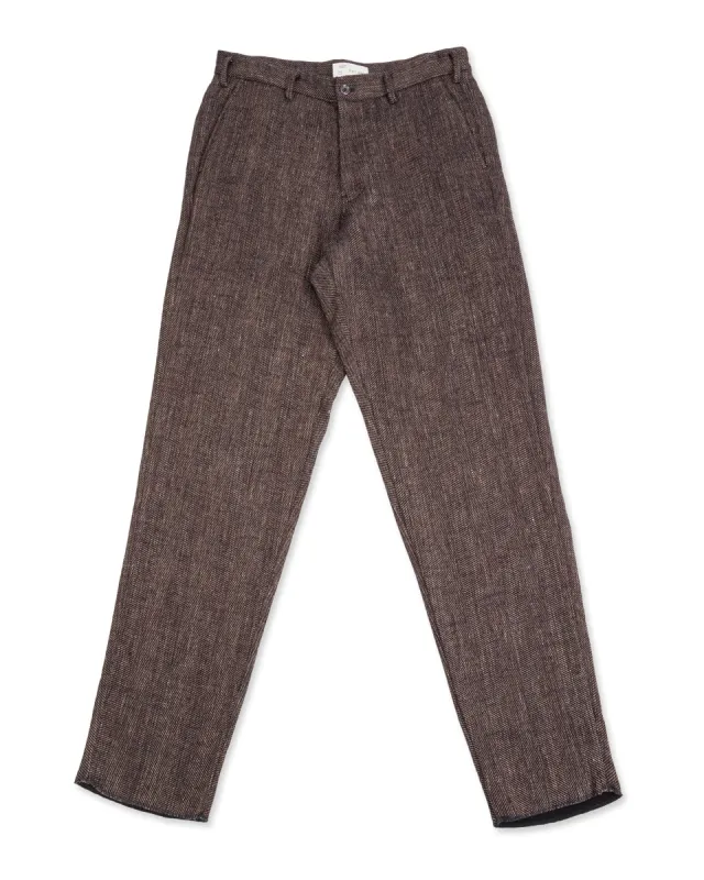Logan Trousers - Melange Brown Herringbone made by 1st PAT-RN