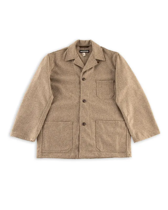 Italian Jail Jacket - Beige Melange Wool Flannel sold by Standard and Strange