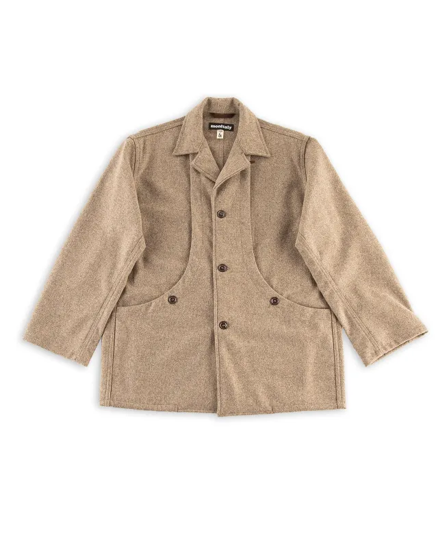Harvester Jacket - Beige Melange Wool Flannel sold by Standard and Strange