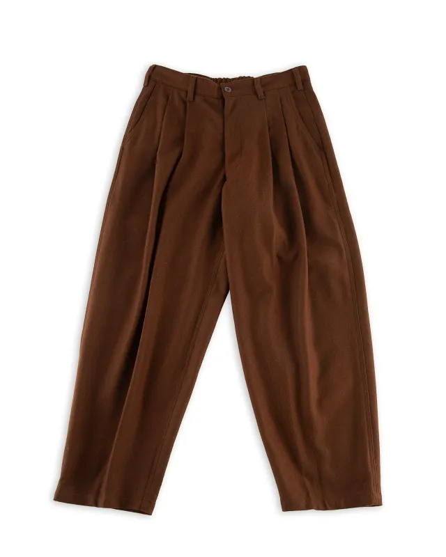 Double Pleat Easy Trouser - Solid Brown Wool Flannel sold by Standard and Strange