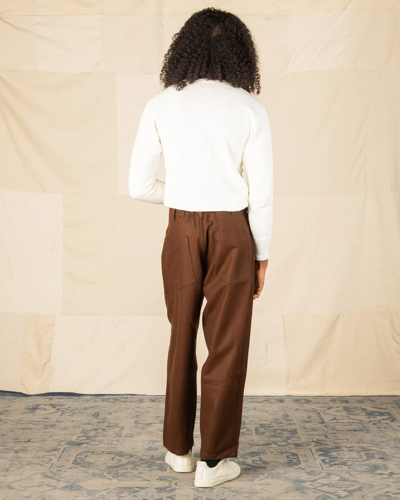 Double Pleat Easy Trouser - Solid Brown Wool Flannel sold by Standard and Strange product image thumbnail 5