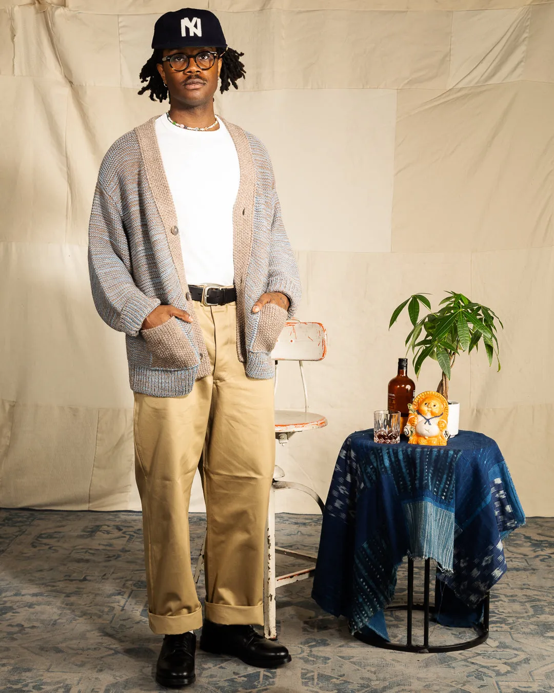 Ren Cardigan - Undyed Brown Alpaca/Medium Indigo sold by Standard and Strange product image thumbnail 3