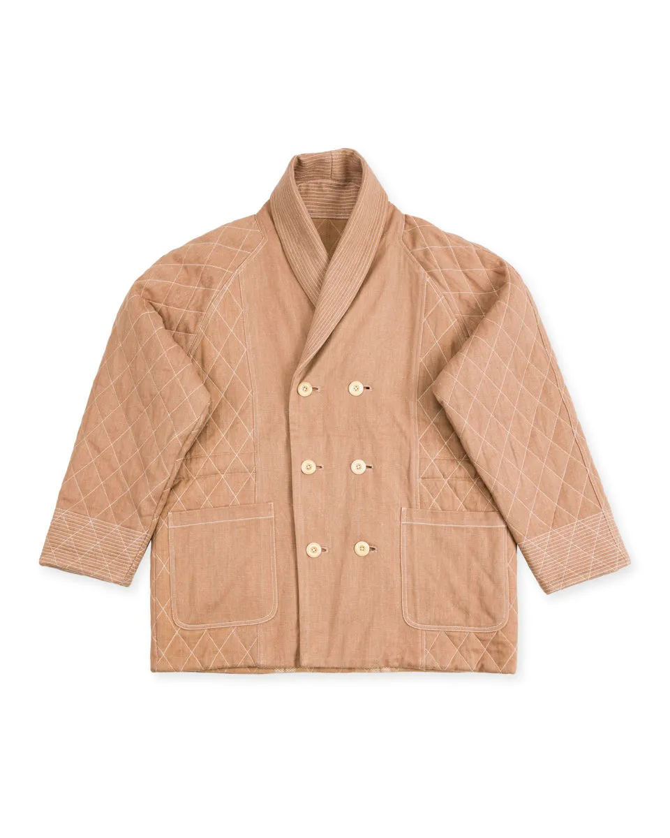 Reversible Shawl Overcoat - Handwoven Desert Acacia Denim/Plaid sold by Standard and Strange