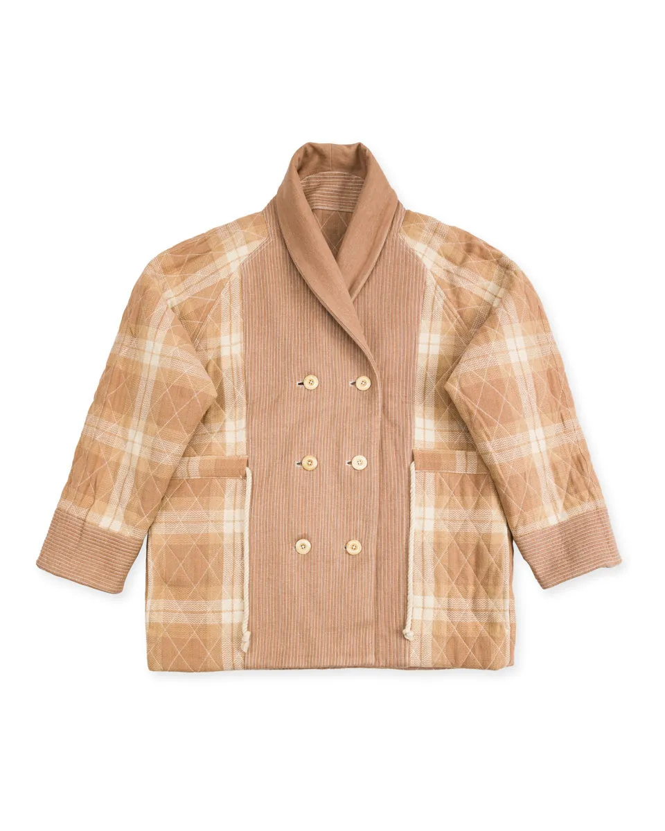 Reversible Shawl Overcoat - Handwoven Desert Acacia Denim/Plaid sold by Standard and Strange product image thumbnail 2