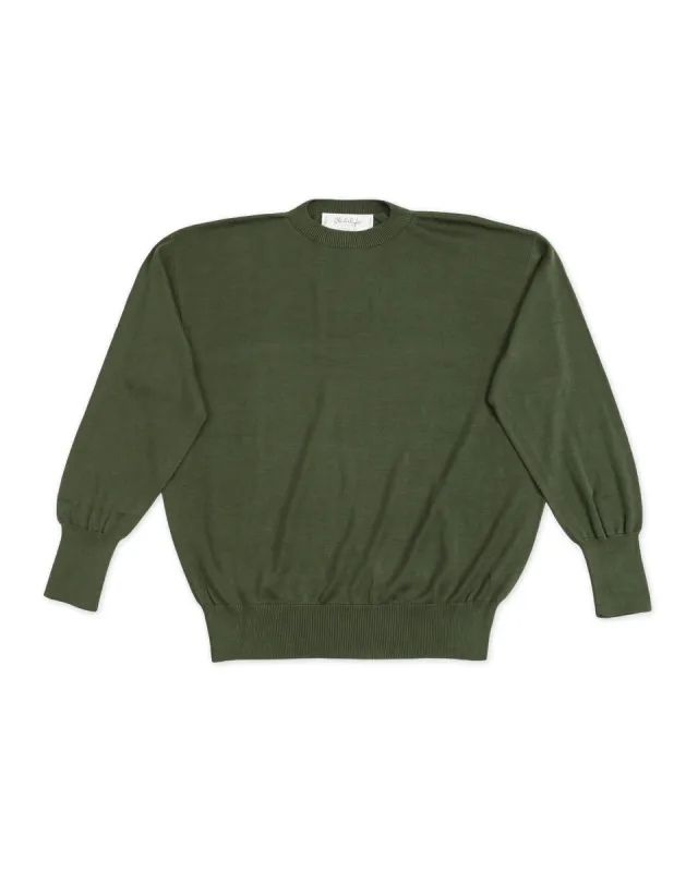 Silk Plain Stitch Crewneck L/S - Dark Ivy 10 sold by Standard and Strange