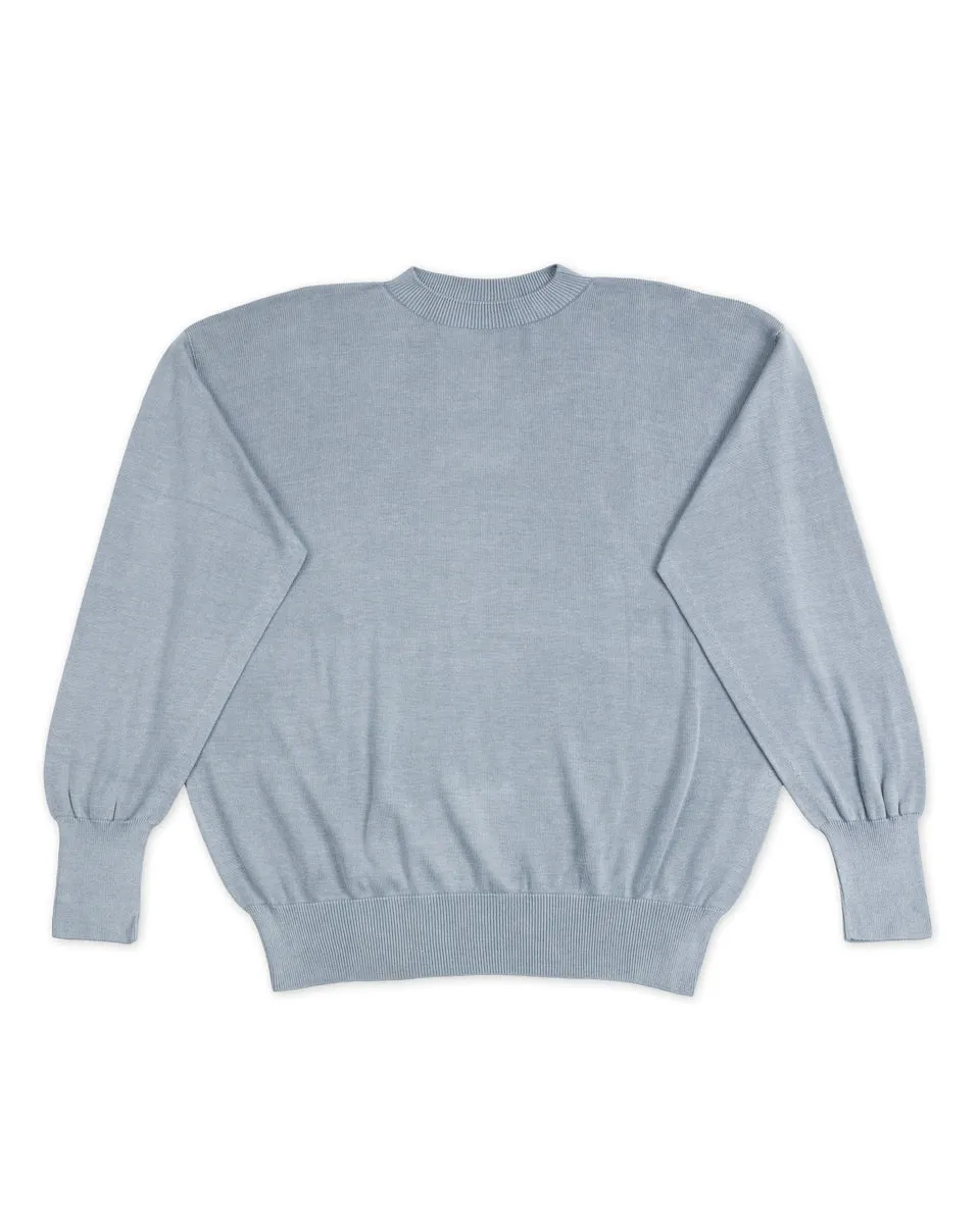 Silk Plain Stitch Crewneck L/S - Blue Stone 10 sold by Standard and Strange