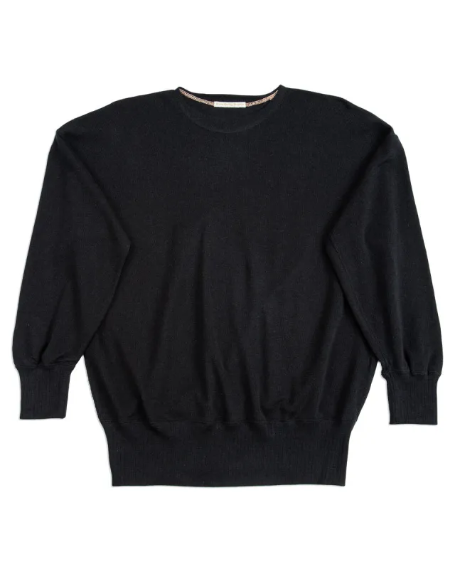 Extra Cotton Jersey Crewneck L/S - Black sold by Standard and Strange