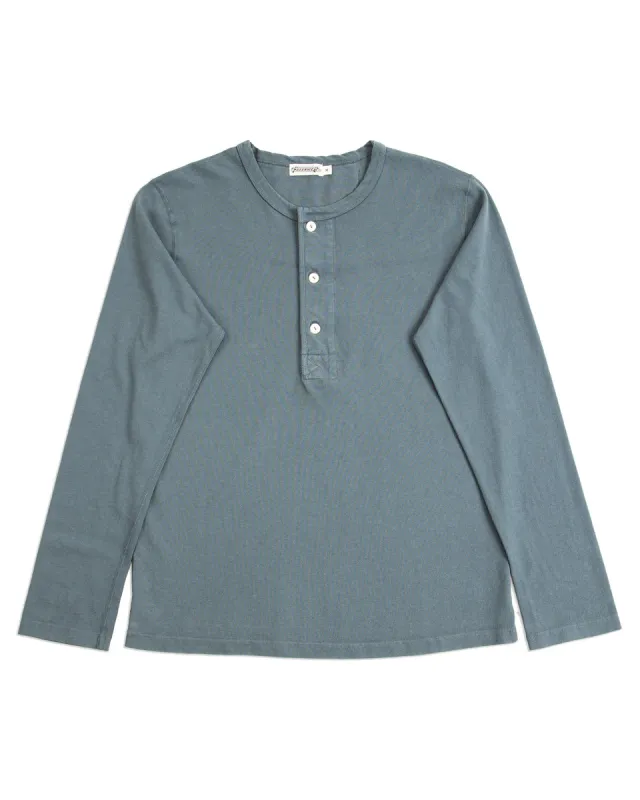 13oz Henley L/S - Faded Blue sold by Standard and Strange