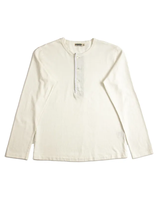 13oz Henley L/S - White sold by Standard and Strange