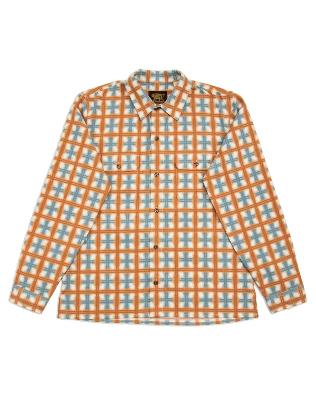 Webster Shirt - White/Orange/Blue Printed Flannel sold by Standard and Strange