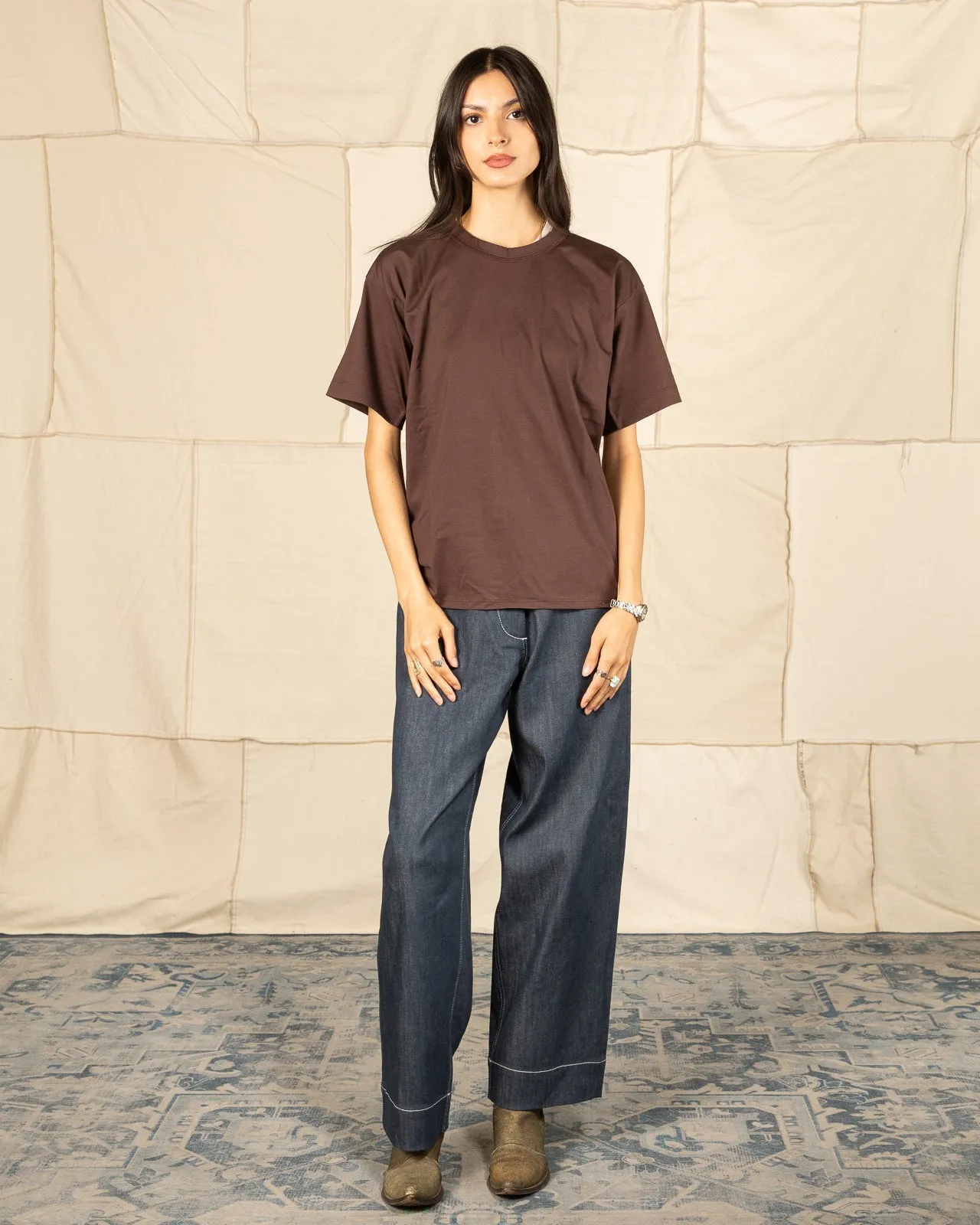 Suvin Plain Stitch Crewneck S/S - Black Coffee sold by Standard and Strange product image thumbnail 3