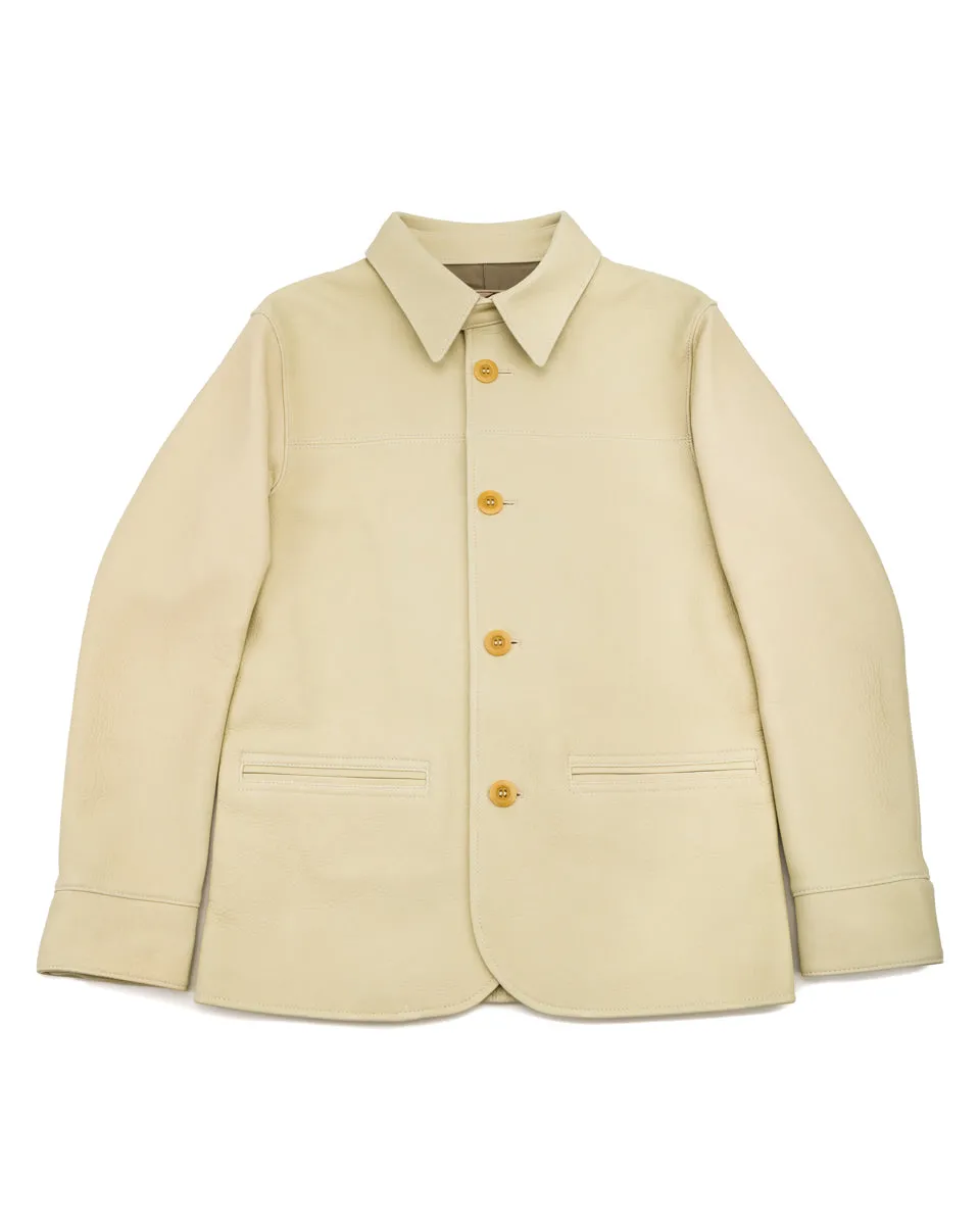 Deerskin Rounded Hem Car Coat (DC-76-C Spring Edition) - Cream sold by Standard and Strange