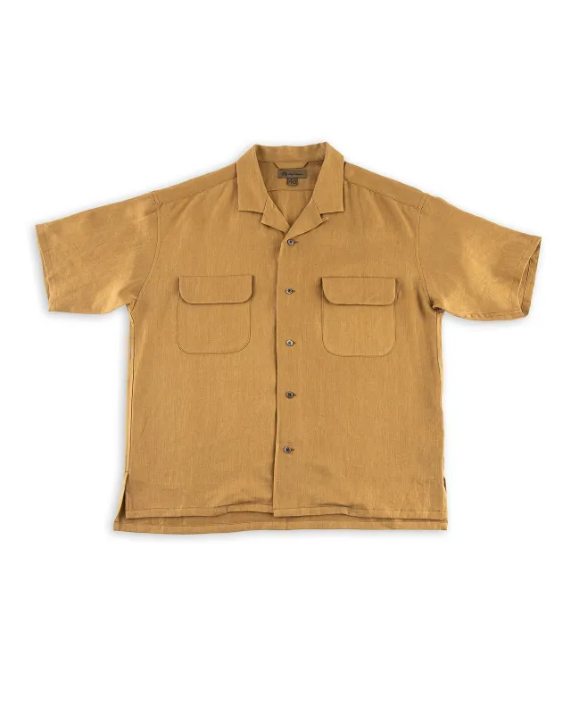 Open Collar Shirt - Khaki Linen Twill sold by Standard and Strange