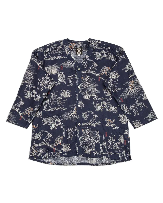 “Playing Animal” Full Open Surgeon Shirt - Moonlight Blue sold by Standard and Strange