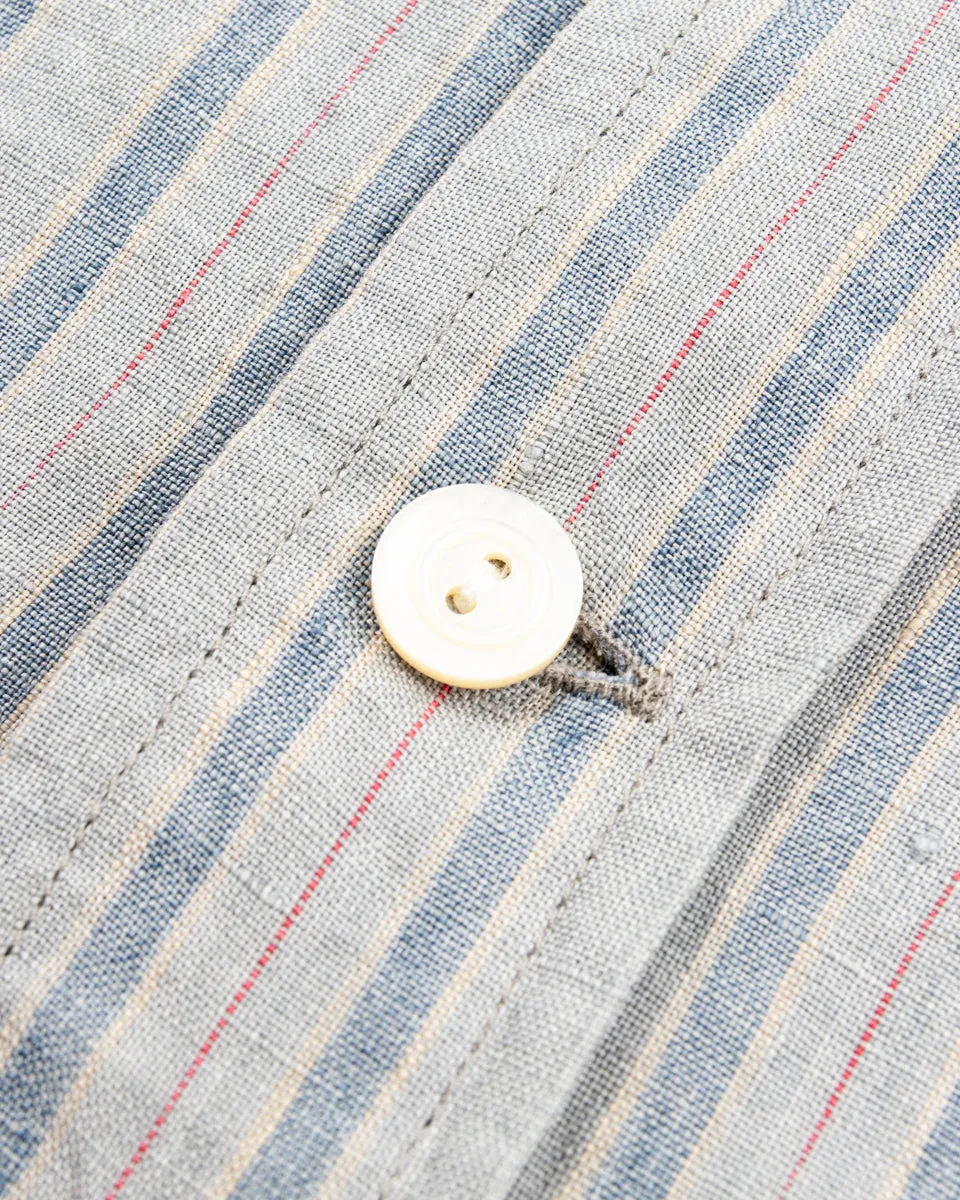 Gyorgy Shirt - Aqua Buff Scarlet Stripe Superfine Linen Broadcloth sold by Standard and Strange product image thumbnail 5