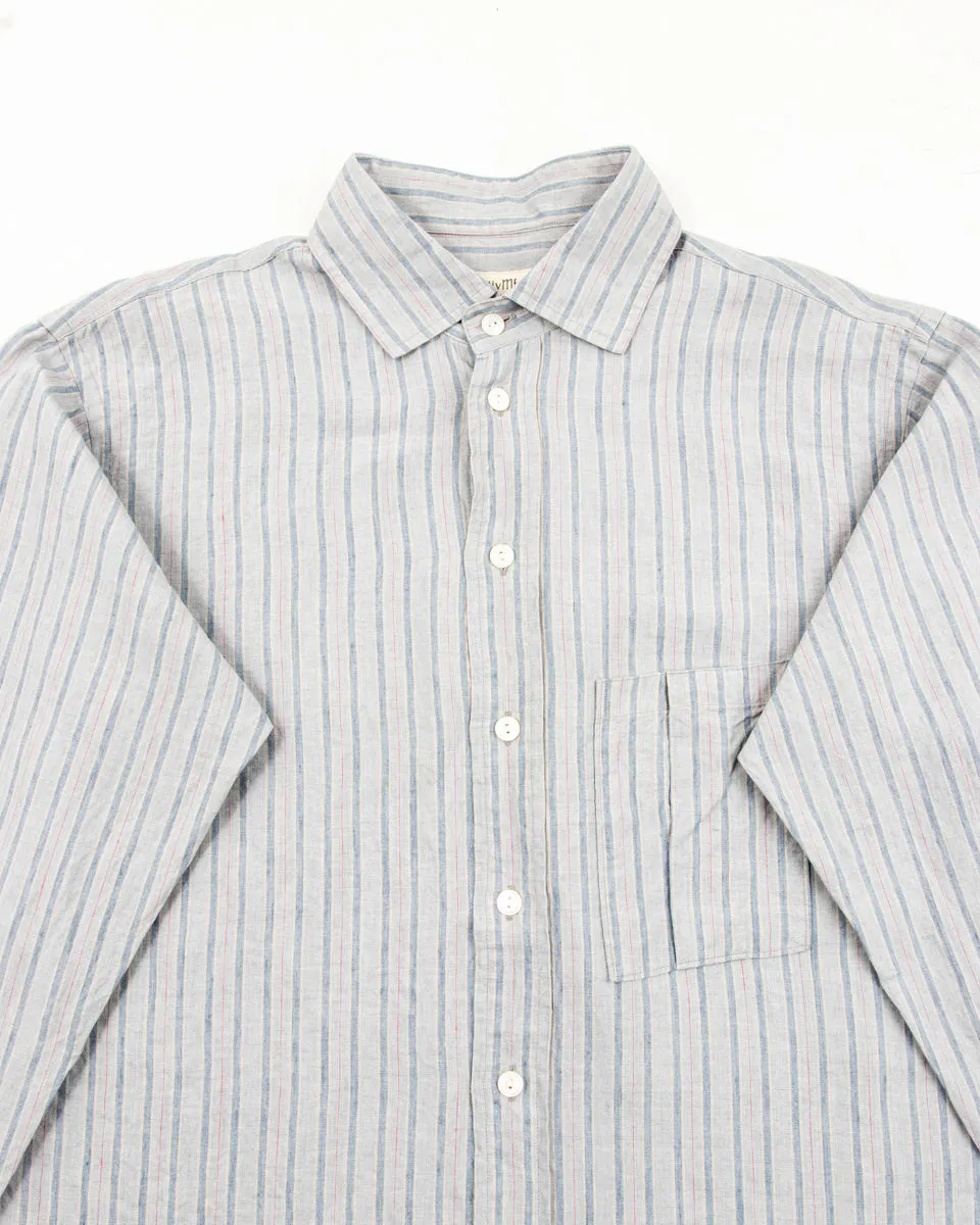 Gyorgy Shirt - Aqua Buff Scarlet Stripe Superfine Linen Broadcloth sold by Standard and Strange product image thumbnail 3
