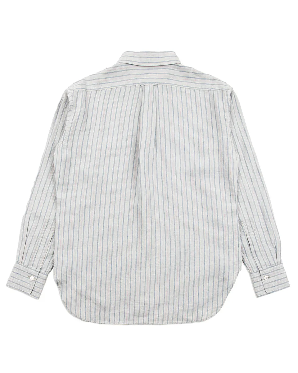 Gyorgy Shirt - Aqua Buff Scarlet Stripe Superfine Linen Broadcloth sold by Standard and Strange product image thumbnail 2