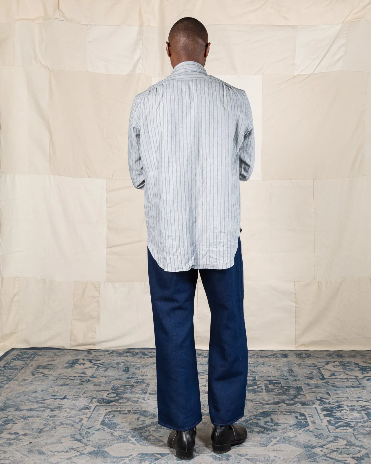 Authentic Fit BD Shirt - Aqua Buff Scarlet Stripe Superfine Linen Broadcloth sold by Standard and Strange product image thumbnail 5