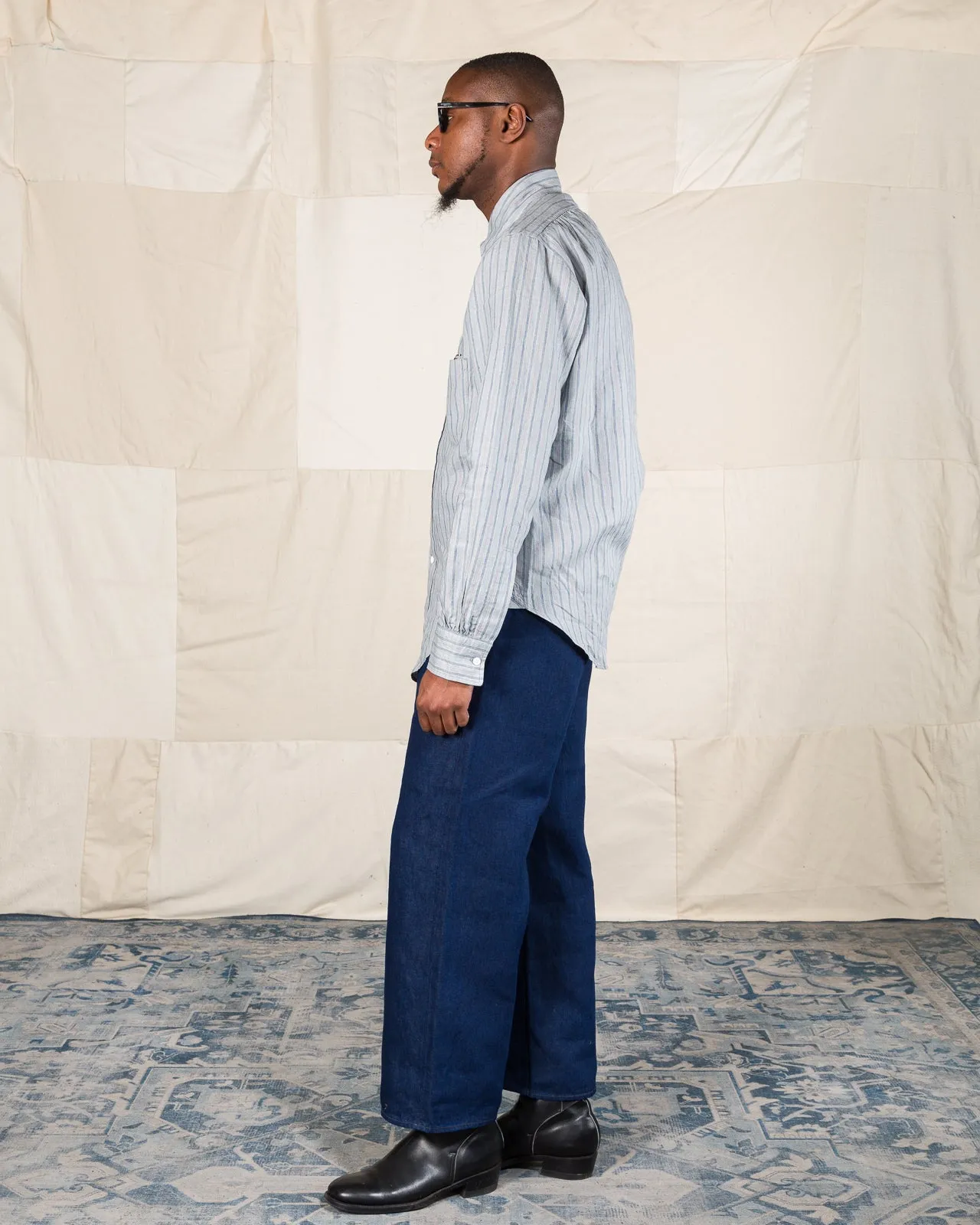 Authentic Fit BD Shirt - Aqua Buff Scarlet Stripe Superfine Linen Broadcloth sold by Standard and Strange product image thumbnail 4