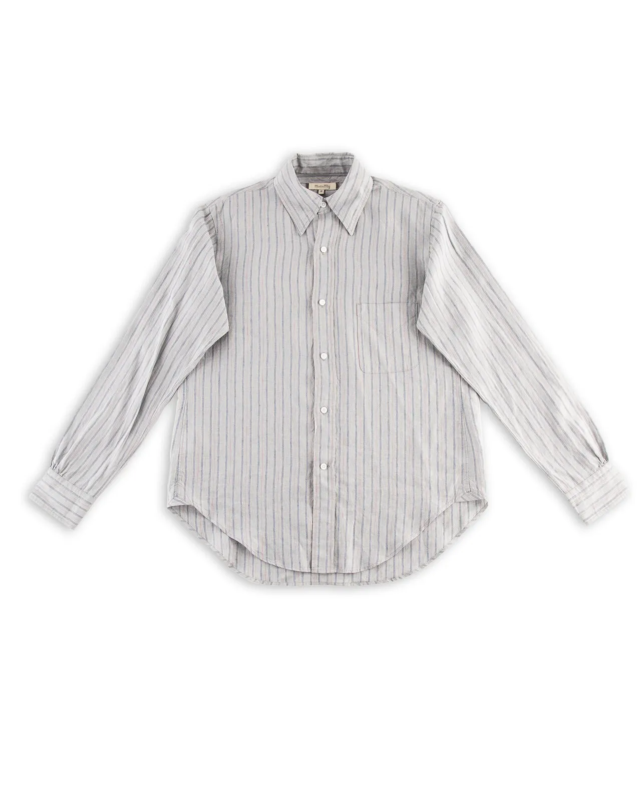 Authentic Fit BD Shirt - Aqua Buff Scarlet Stripe Superfine Linen Broadcloth sold by Standard and Strange