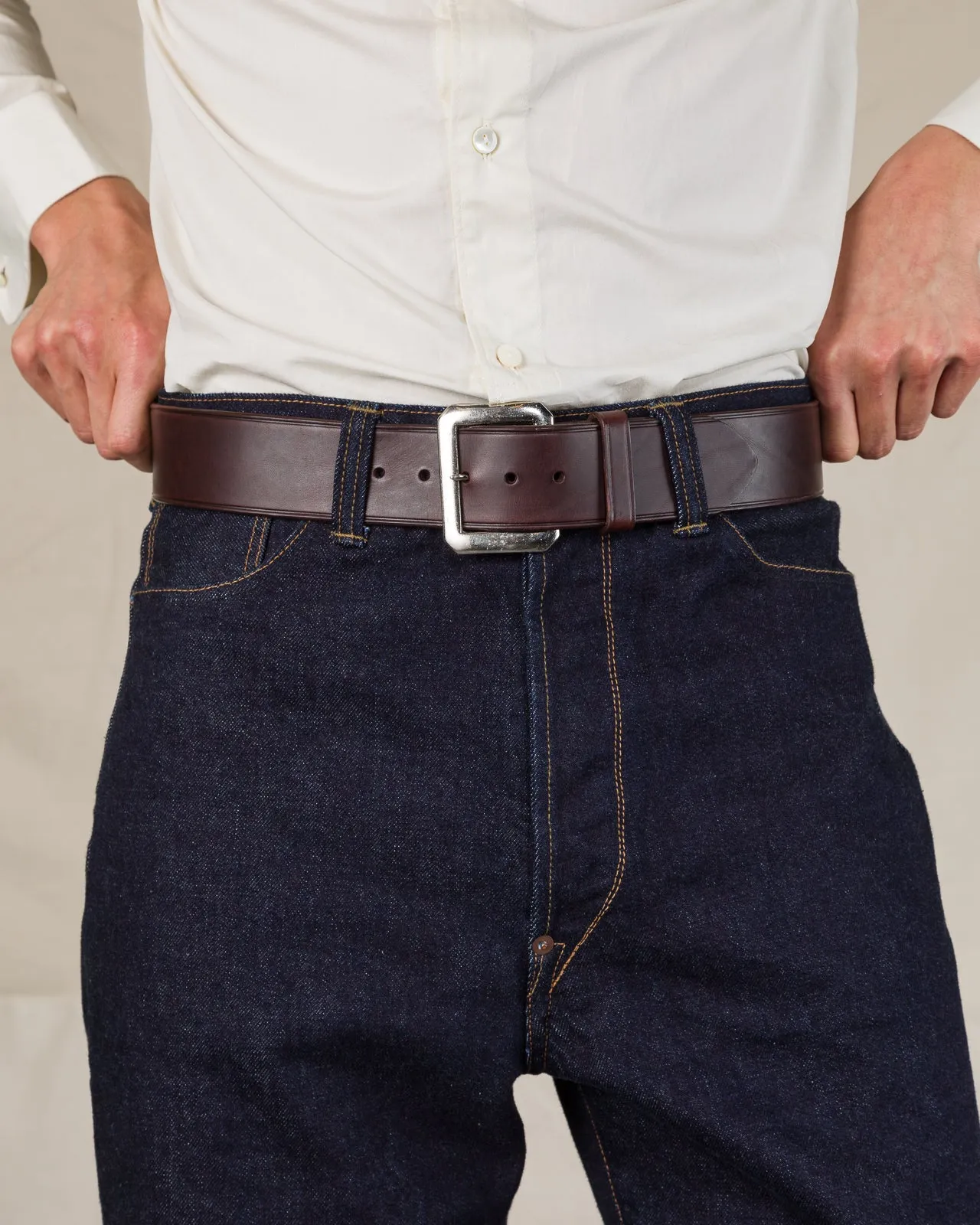 Plain Belt with 1950s NOS Buckle - Dark Brown sold by Standard and Strange product image thumbnail 3