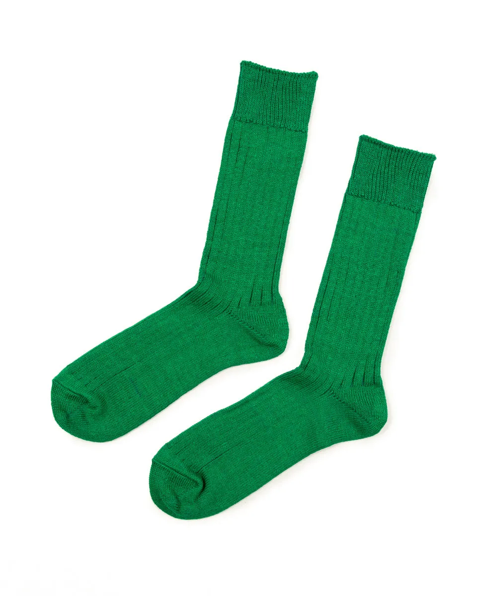 Linen/Cotton Ribbed Crew Socks - Green sold by Standard and Strange product image thumbnail 3