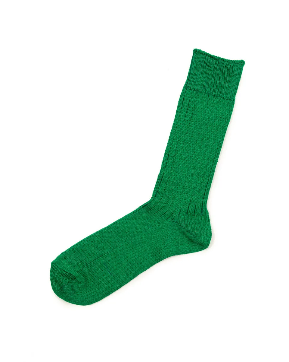 Linen/Cotton Ribbed Crew Socks - Green sold by Standard and Strange product image thumbnail 4