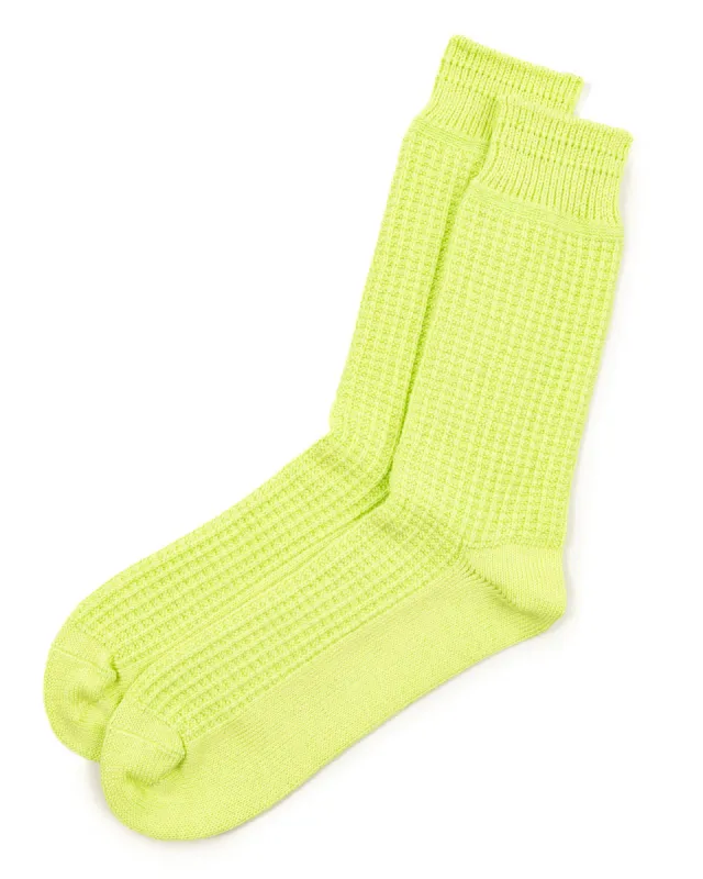 Cotton Waffle Socks - Lime sold by Standard and Strange