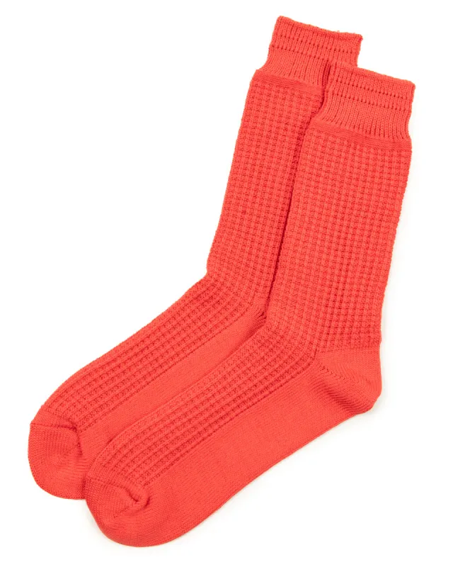 Cotton Waffle Socks - Light Red sold by Standard and Strange