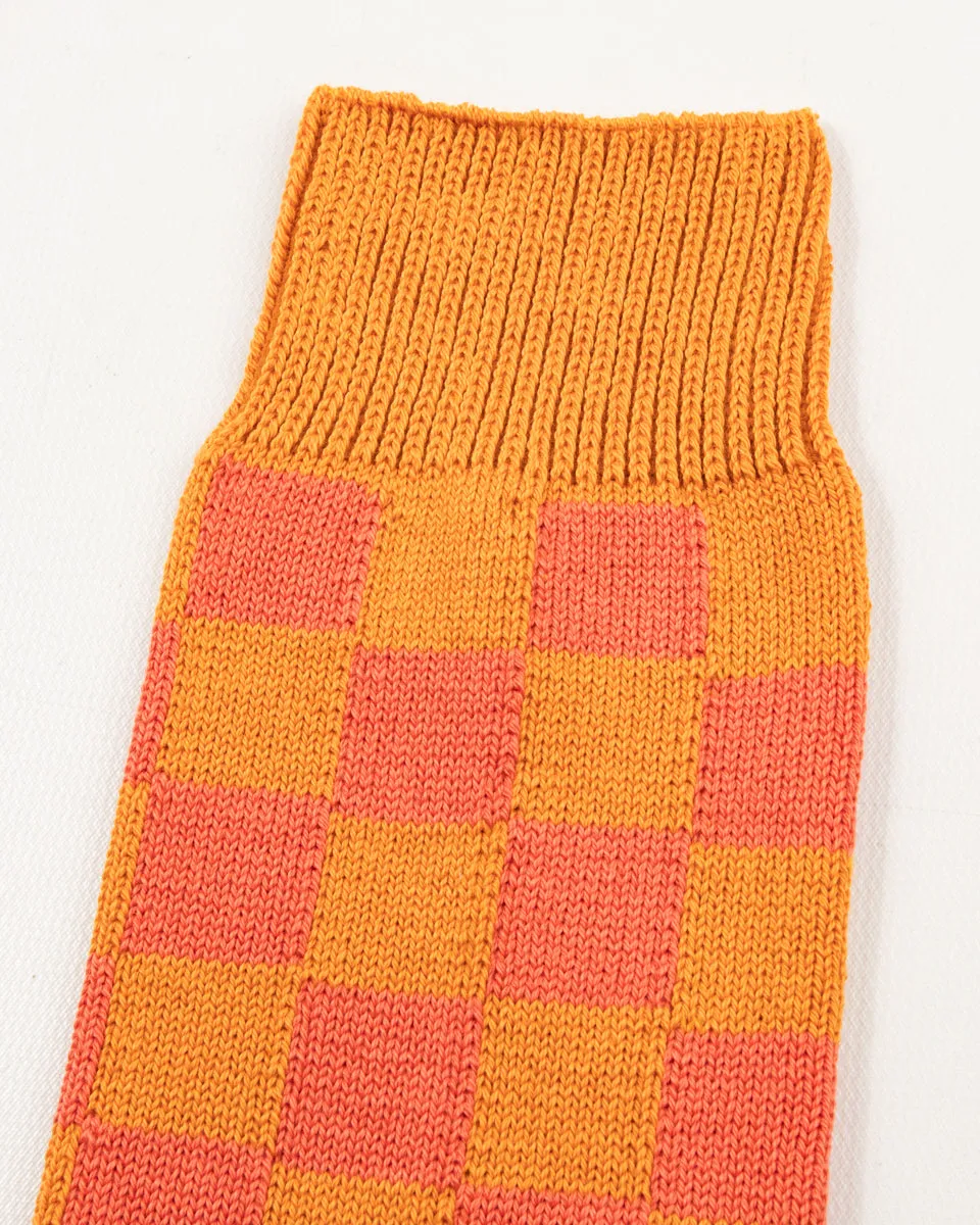 Checkerboard Crew Socks - Light Orange/Terracotta/Blue sold by Standard and Strange product image thumbnail 5