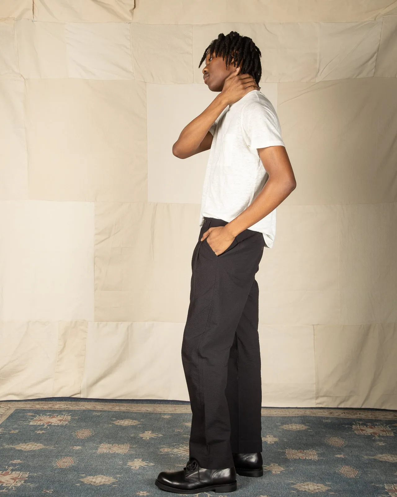Hollywood Pant - Black Cotton Seersucker sold by Standard and Strange product image thumbnail 5