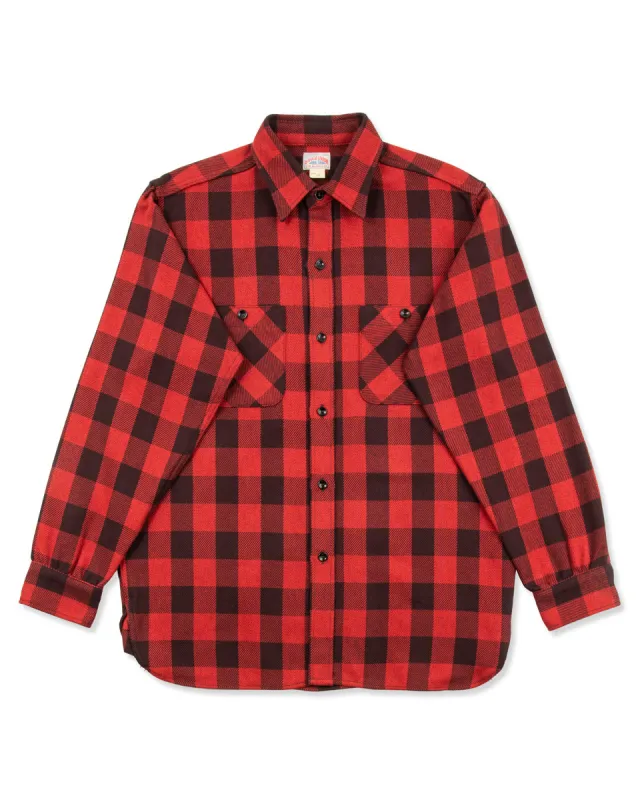 8HU Twisted-Yarn Buffalo Check Flannel Shirt - Red/Black sold by Standard and Strange