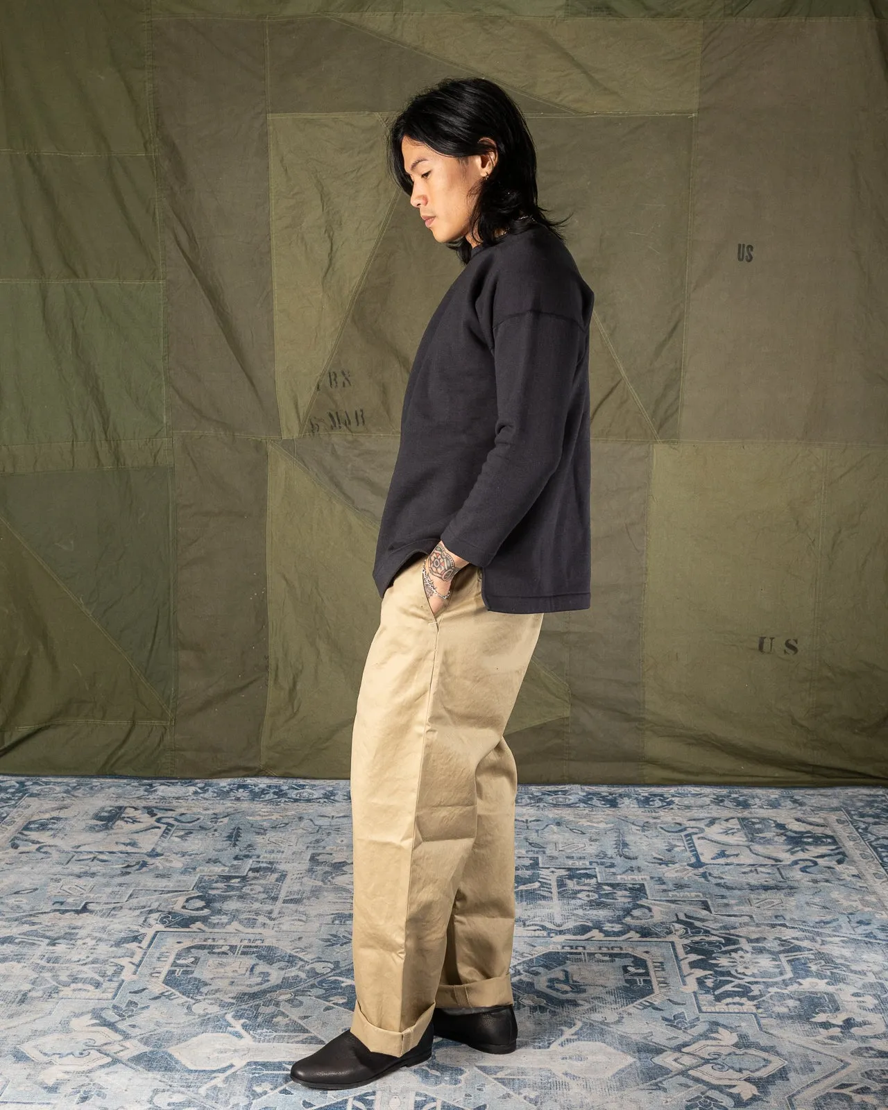 Cotton Fleece Crewneck L/S - Worker's Black sold by Standard and Strange product image thumbnail 5