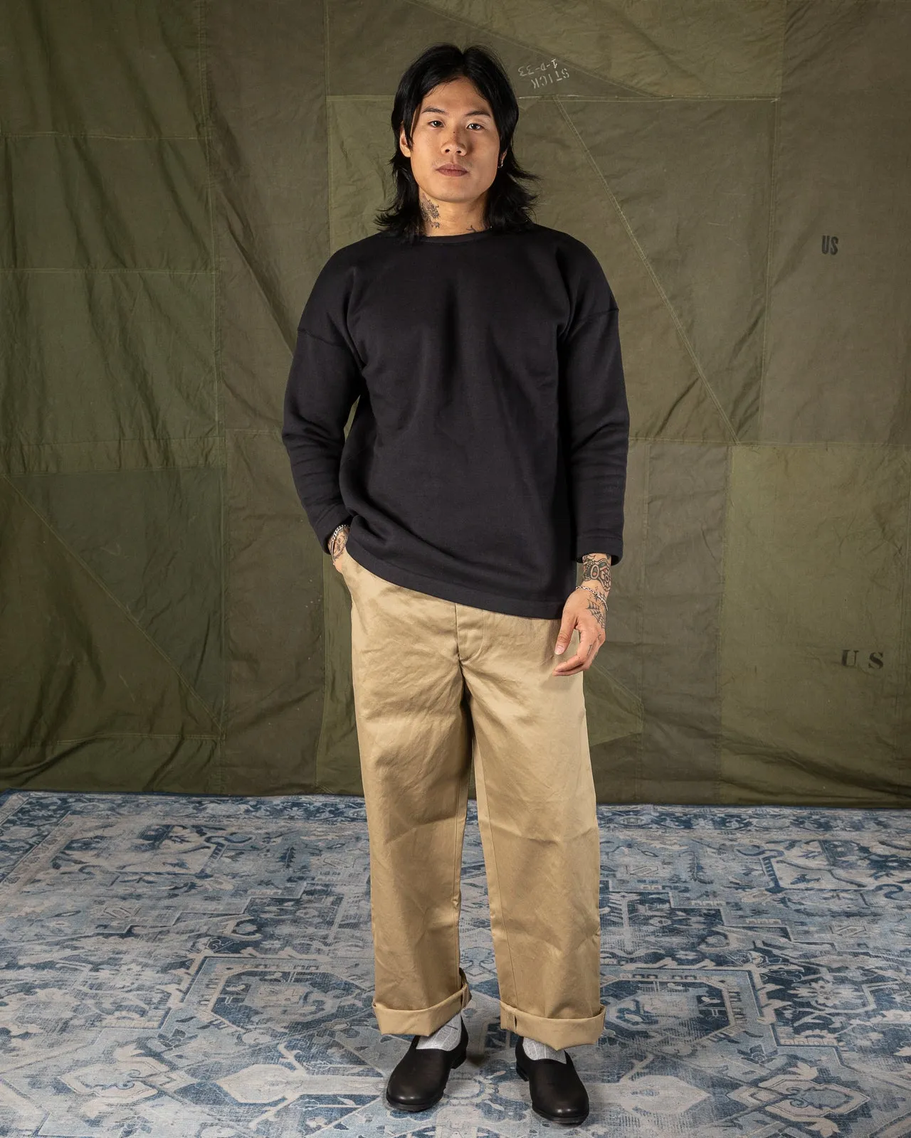 Cotton Fleece Crewneck L/S - Worker's Black sold by Standard and Strange product image thumbnail 3