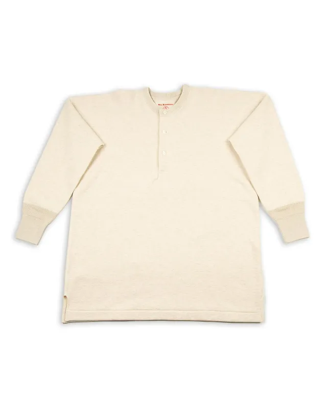 Cotton Fleece Henley Neck L/S - Ecru Heather sold by Standard and Strange