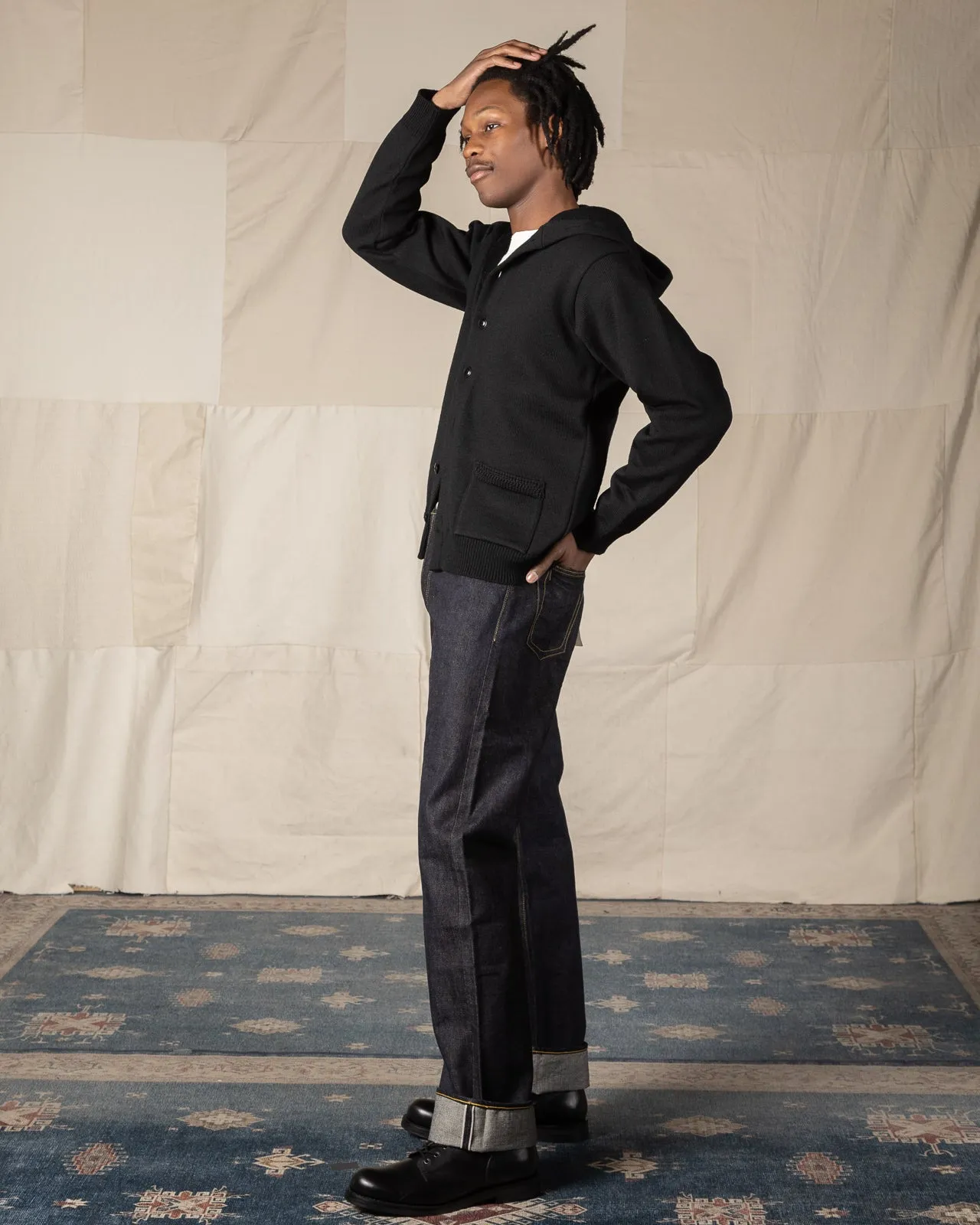 30s Hooded Knit Sweater - Black sold by Standard and Strange product image thumbnail 4