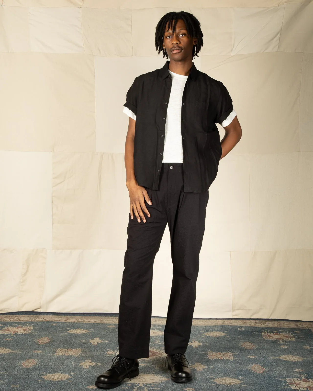Short Sleeve Shirt - Lightweight Black Belgian Linen sold by Standard and Strange product image thumbnail 3